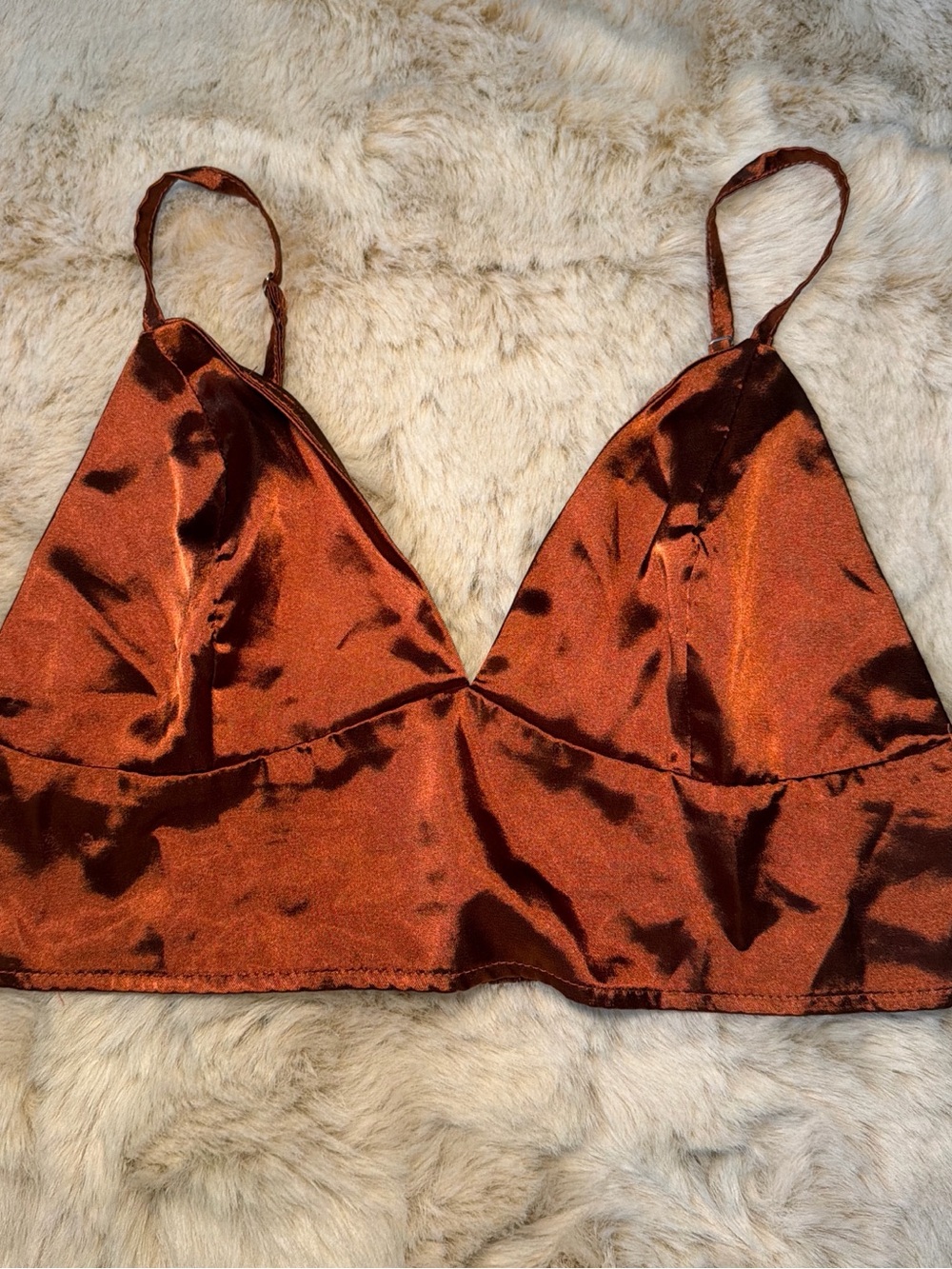SHEIN Satin Triangle Bralette in Rust